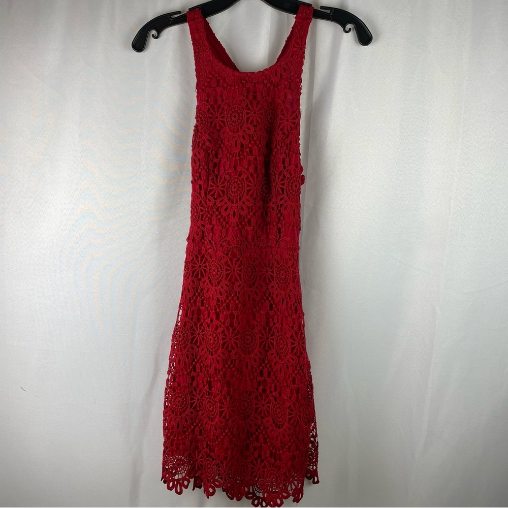 Hollister Red Lace Open Back Above The Knee Dress